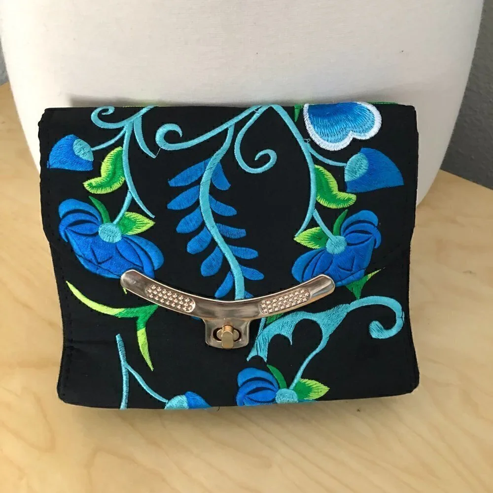 Custom Heavily Embroidered Clutch Crossbody Bag